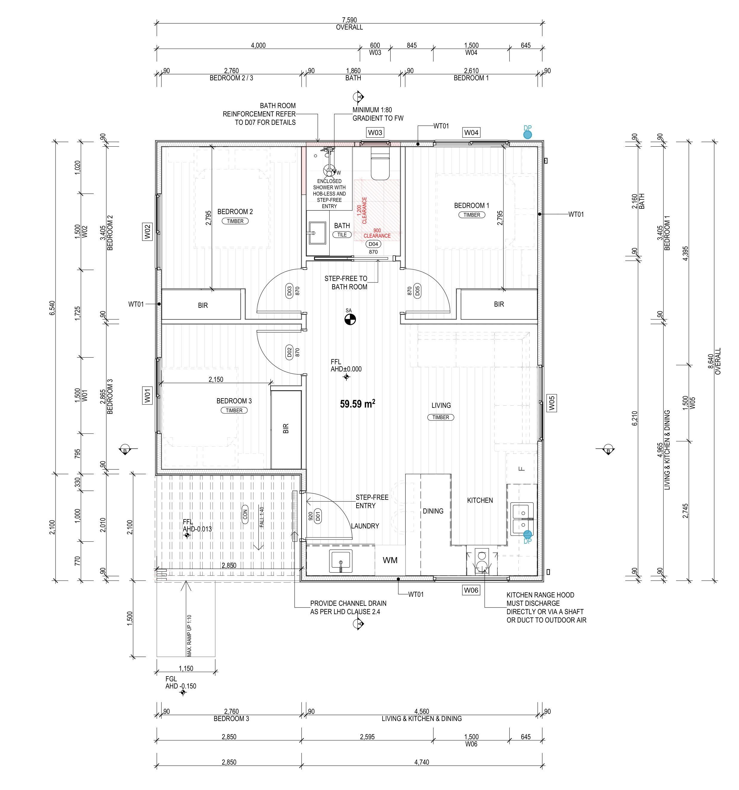 60 m² · 3 bedrooms · 1 bathroom